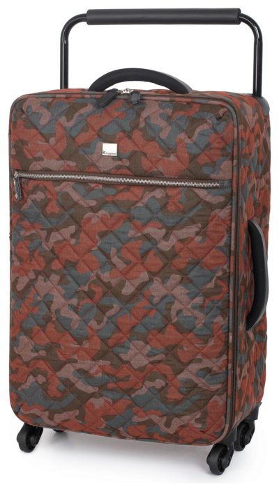 IT Luggage - Medium Quilted Camo 4 Wheel Suitcase - Brown